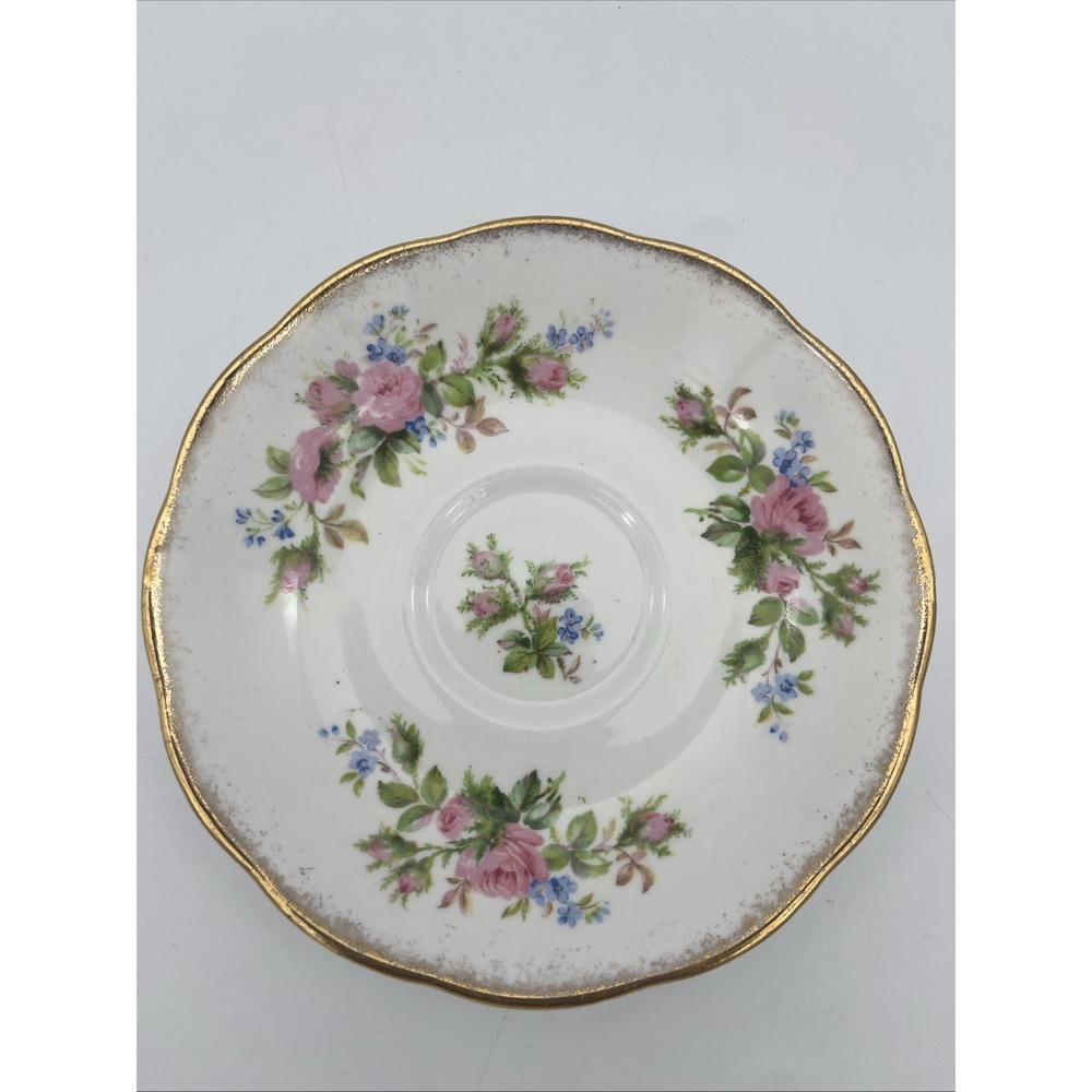 1 Roslyn China Fine Bone China England  Moss Rose Saucer‎ (no cups included) - Picture 3 of 3